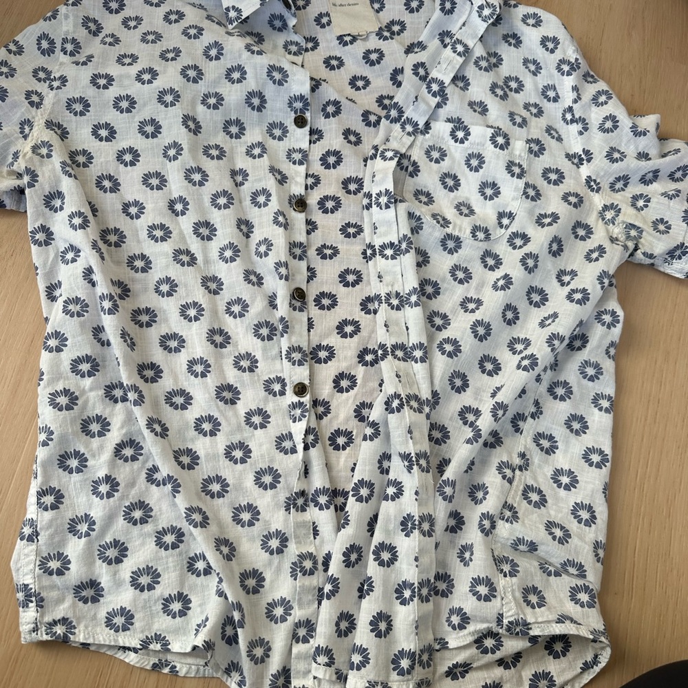 Life After Denim Kids Floral Button Down Shirt - Blue and White